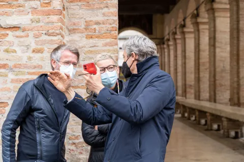 Sindaco con il line Producer Jochen Gottloeber e con la location manager Cristina Romagnoli