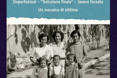 Foto di copertina del libro. La foto ritrae le sorelle Andra (Alessandra) e Tatiana Liliana Bucci, col cugino Sergio De Simone, la mamma Mira Perlow Bucci (prima da sinistra) e le zie Gisella Perlow De Simone (al centro) e Paula Perlow (destra). Nel marzo 1944 furono tutti deportati ad Auschwitz. Andra e Tatiana furono tra le poche sopravvissute. Estate 1943, Fiume (oggi Rijeka, Croazia). Archivio privato di Andra e Tatiana Bucci, per gentile concessione.