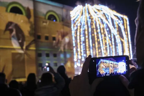 Video mapping in Piazza Malatesta