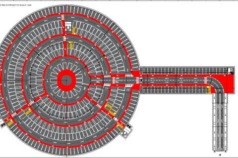 planimetria dello studio di fattibilità del parcheggio Fellini