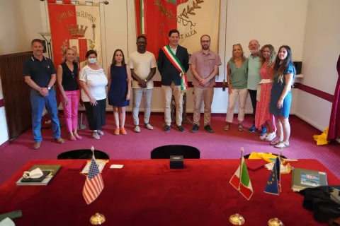 Le delegazioni delle città di Bergamo e di Aurora (Chicago, Illinois) a Rimini