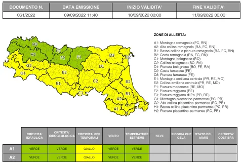 Allerta meteo n. 61
