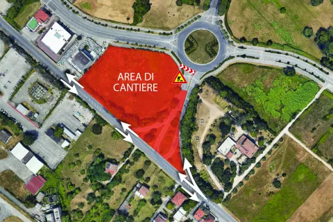 planimetria area di cantiere con chiusura corsia direzione mare-monte di via Cavalieri Vittorio Veneto