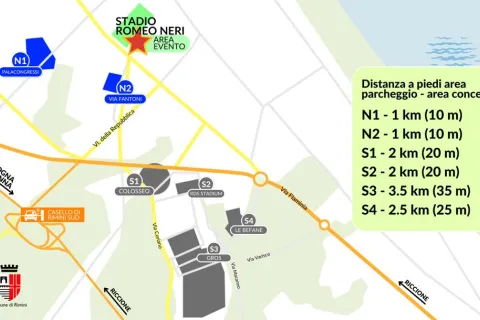 mappa parcheggi concerto vasco rossi 