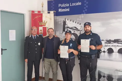 L’encomio agli agenti della Polizia locale di Rimini