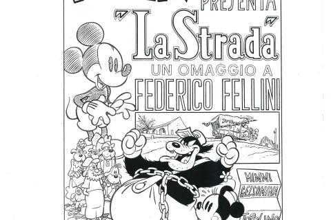 Foto 3 “Topolino presenta La Strada”, tavola di apertura, Giorgio Cavazzano, 1991. © Disney