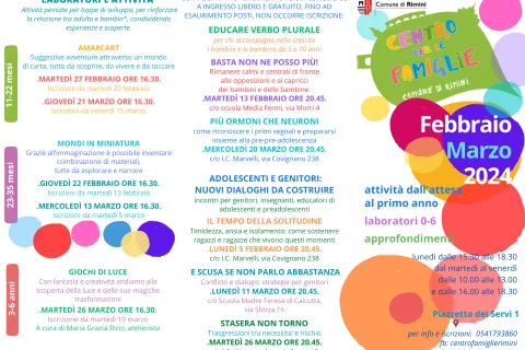 Programmazione del Centro per le Famiglie Febbraio-Marzo 2024