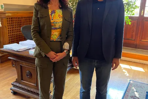 Il Sindaco di Rimini, Jamil Sadegholvaad, accoglie in Comune il nuovo prefetto di Rimini, Giuseppina Cassone