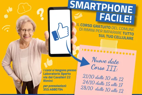 Locandina corsi gratuiti di facilitazione per l’uso degli smartphone
