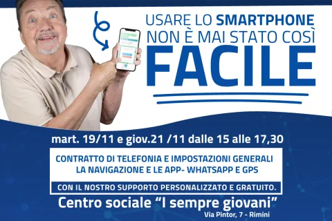 Locandina corsi gratuiti di facilitazione per l’uso degli smartphone