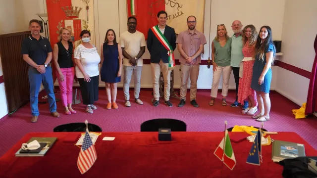 Le delegazioni delle città di Bergamo e di Aurora (Chicago, Illinois) a Rimini