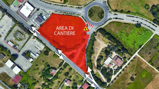 planimetria area di cantiere con chiusura corsia direzione mare-monte di via Cavalieri Vittorio Veneto