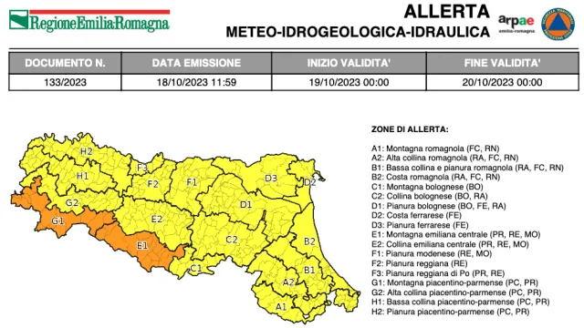 Allerta meteo ‘gialla’ per temporali e criticità costiera per la giornata di giovedì 19 ottobre